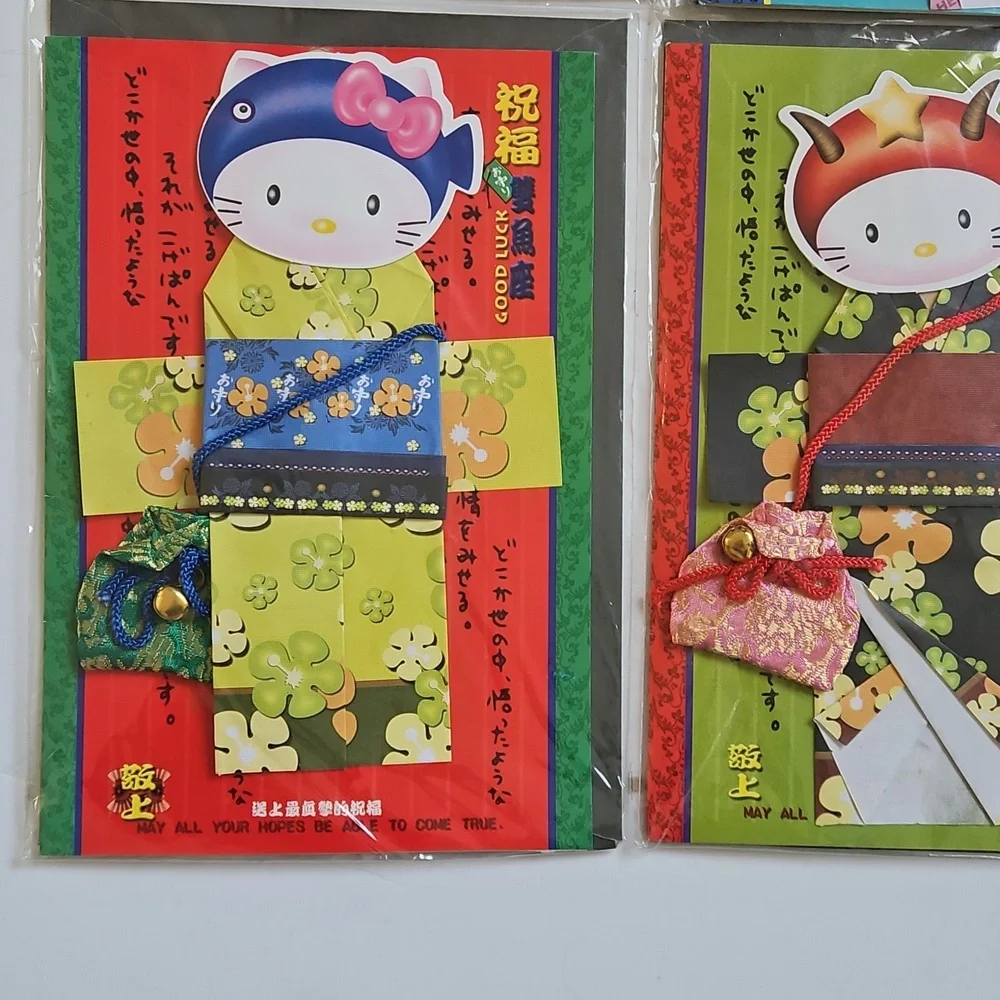 x6 NWT Handmade Hello Kitty Greeting Cards Cute Japanese Kimono 3D Origami Cards